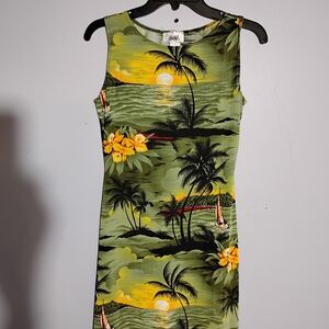 Tropical Print Sleeveless Dress